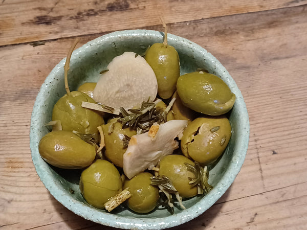 Garlic and herb crushed olives