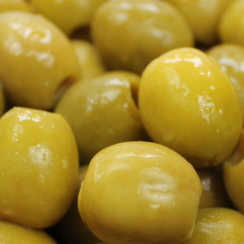 Pitted Green Manzanilla Olives in Anchovy Brine